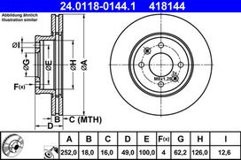 ATE Stabdžių diskas Brake rotor 24.0118-0144.1