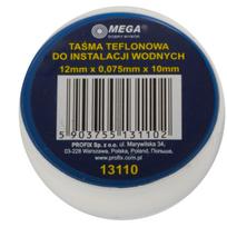 Mega Taśma Tefloninė juosta vandens instaliacijai 12 * 0,075 mm * 10 m - 3 vnt.
