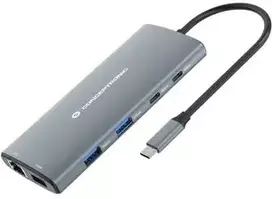 Šakotuvas Carruzzo Conceptronic DONN06G knyginių kompiuterių dokas / jungčių replikatorius Vielinis USB 3.2 Gen 1 (3.1 Gen 1) Type-C Pilka
