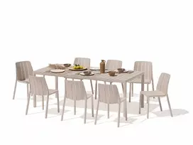 Lauko baldų komplektas TIBERINA BISTROT/TEVERE 8+1, stalas 147-211 cm, Corda