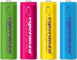 EZA108 Esperanza įkraunamos Ni-MH AA 2000 mAh baterijos, 4 vnt., mišrių spalvų
