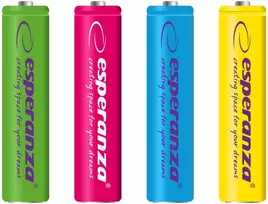 EZA107 Esperanza įkraunamos Ni-MH baterijos AAA 1000mAh 4 vnt. mišrių spalvų