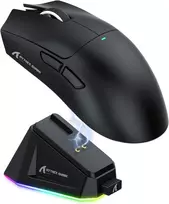 Attack Shark belaidė žaidimų pelė su magnetine įkrovimo stotele, optinis sensorius 22000 DPI, Bluetooth/2,4G, USB-C, X11 juoda