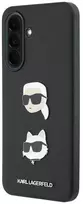 Karl Lagerfeld Liquid Silicone Metal Karl and Choupette dėklas skirtas Samsung Galaxy A37 juodos spalvos
