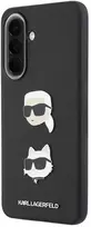 Karl Lagerfeld Liquid Silicone Metal Karl and Choupette dėklas skirtas Samsung Galaxy A57 juodos spalvos