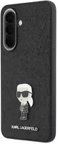 Karl Lagerfeld Fixed Glitter Metal Ikonik dėklas skirtas Samsung Galaxy A57 juodos spalvos