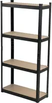 Profix Lentyna Presuojama metalinė lentyna, 4 lentynos, 150×75×30, 100 kg, juoda