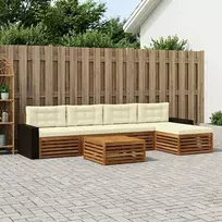 Lauko sofos komplektas 6 pcs Natūralus ir grietinėlė