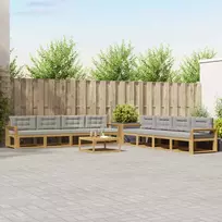 Lauko sofos komplektas 9 vnt. Balta ir šviesiai pilka