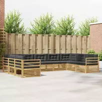 Lauko sofos komplektas 9 vnt. Balta ir antracito