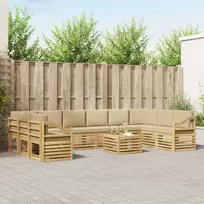 Lauko sofos komplektas 11 pcs Balta ir kreminė 59 x 59 x 37 cm