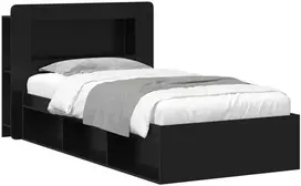 Lova Lovos rėmas su saugojimu Juoda 75 x 190 cm Apdirbta mediena