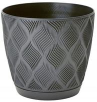 Antracito spalvos gėlių vazonas 15.4x17cm klasikinis madingas plastikinis korpusas su pagrindu Flow Petit