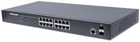 Intellinet 561341 L2+ valdomas Gigabit Ethernet jungiklis su PoE, 16 prievadų, stovo montavimas, AC maitinimas, juodas
