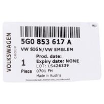 VW GOLF 7 iki MY 2020 Emblema su logotipu ant galinių durelių, juoda, chromuota, originali 5G0853617A