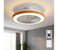Brilagi - Dimeriuojamas LED lubų ventiliatorius LED/38W/230V 50 cm balta/ruda + nuotolinis pultas