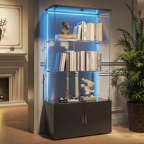 Vitrina, 79x35x166 cm,Su LED šviesos juostele, juoda