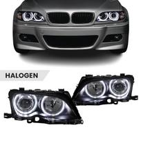 Priekiniai Žibintai su LED Angel Eyes, komplektas skirtas BMW E46 facelift (01-05) sedan / touring