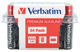 Verbatim AAA Premium Alkaline Batteries, 24-Pack, 1.5V