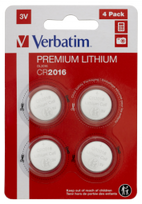 Verbatim CR2016 Premium Lithium Batteries, 4-Pack