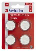 Verbatim CR2430 Premium Lithium Batteries, 4-Pack