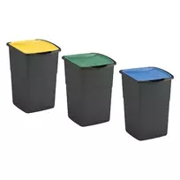Curver Waste bin set, 3 pieces. Koral Bin, 47L, black/mix