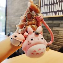 Mielas Totoro gyvūnų raktų pakabukas Kailinis Vyriškas arba Moteriškas Raktų Pakabukas Moteriškas Brangakmenis Metalinis Raktų Pakabukas Automobilinis krepšys Pakabukas šviesiai rausvos spalvos