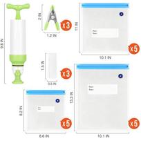 Vakuuminis siurblys, Daržovių ir vaisių konservavimas, Plius 15 kompresinių maišelių Skaidrus sutirštintas sandarinimo maišelis 20 pcs + pump