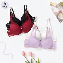 4 vnt. Moteriškos liemenėlės su push-up efektu ir laidiniu tinkleliu, kvėpuojanti, madinga, su raidžių raštu, sportinė liemenėlė 34B 36B 38B 40B 75B