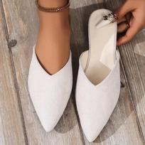 Moterų šlepetės 2024 Naujos Vasarinės Dizainerių Basutės Smailus Pirštas Madingos Šlepetės Paplūdimio Didelio Dydžio Šlepetės Moterims Zapatos De Mujer 36 smėlis