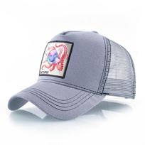 Unisex beisbolo kepurė su aštuonkoju, skirta vyrų ir moterų keturių sezonų Snapback Trucker kepurėms lauke, kvėpuojanti laisvalaikio sportinė kepurė pilka spalva
