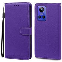For Realme GT Neo 3 dėklas, atverčiamas piniginės dėklas, For Realme GT Neo3 dėklas, odinis dangtelis, piniginė, Coque, Fundas, korpusas For Realme GT Neo 3 tamsiai violetine spalva