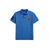 Polo Ralph Lauren Logotipas Siuvinėtas Megztinis Laisvalaikio Trumpomis Rankovėmis Polo Marškinėlis Vyriški Polo Marškinėliai Mėlyni MNPOKNI1N821181-400 XS