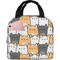 Insulated Lunch Bag Cute Chubby Cats Lunch Box Cartoon Kitten Animal Reusable Waterproof Lunch Tote Bag for School Work Picnic 22x20x13CM smėlis