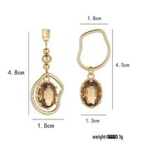 High-End Asymmetrical Crystal Earrings - Retro Tea-Color Luxurious Fashion for Sophisticated Women