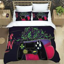 White Black Stick Figure Game Comics Duvet Cover Bed Bedding Set Home Quilt Cover Pillowcases Bedroom Bedding Set No Sheet EU single(135x200cm)