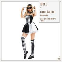 Halloween Costumes Circus Costumes Clown Costumes Black and White Checkered Witch Kuila Carnival Party Costumes M