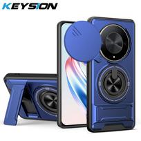 KEYSION Magnetic Phone Case for Honor X9b 5G X9A Slide Camera Protection Upright Kickstand Shockproof Cover for Magic 5 6 Lite for Honor X9b 5G mėlyna