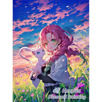 Demon Slayer Anime Obanai and Mitsuri 5d Diamond Painting Art Shinobu Inosuke Kimetsu No Yaiba Cartoon Diy Cross Stitch Decor Round 20x30cm