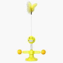 1pc Fur Spring Cat Toy Suction Cup Multicolored Teaser Wand Pet Interactive Toys Cat Scratcher Toys Supplies for Cat Dog Play balta