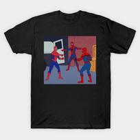 Men Black Print T-shirt Spider Meme No-Cut Transfer Paper Print Cotton Tshirt S juoda