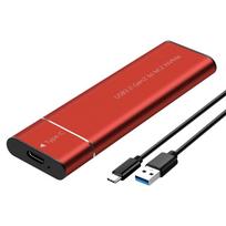 Išorinis M.2 NVME SSD dėklas, 10Gbps spartus duomenų perdavimas, aliuminio korpusas 2230 2242 2260 2280 diskams raudona
