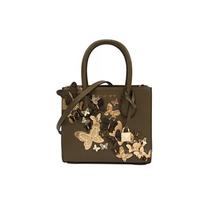 Michael Kors Mercer raidės logotipas užraktas 3D drugelis odinė akordeono stiliaus rankinė per petį Moteriškos rankinės Alyvuogių 30S9GM9M6K-OLIVE Basic Set (Bag+Dust Bag) black