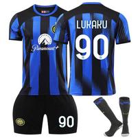 Inter Milan 90 Lukaku Child's 23/24 Season Soccer Jersey Set Polyester Fabric Included 18(100-110CM)