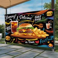 2D maisto furgono dekoravimo foninis audinys Grafiti Greito maisto vėliava laukui 47.2x31.5inch/120*80cm