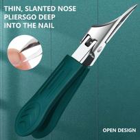 Equipped with ultra-slim angled tip design, thickened nail and toenail care tool, stainless steel nail clipper trimmer žalia