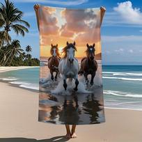Running Horse Quick Dry Microfiber Bath Towel Soft Absorbent and Compact Ideal for Swimming Travel and Everyday Use W40*H60(CM)