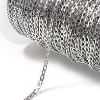 2M 1M 3mm Stainless Steel Black Chain Necklace Chains Curb Flat Link Chain Jewelry Chains for Craft Bracelet Making DIY Supplies 1meter