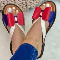 New Large Size Flip Flops Women's Butterfly Festival Outer Wear Women's Sandals and Slippers Women's Shoes 35 raudona