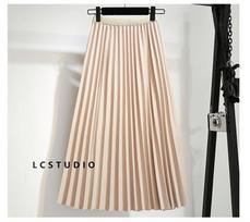 Slim-fit and Slimming Pleated Skirt one size smėlis